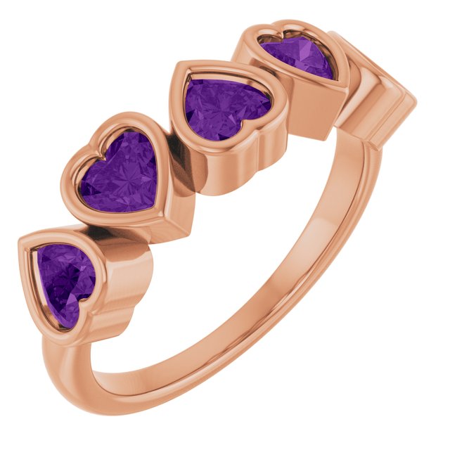 Five-Stone Heart Gemstone Ring — 14K Rose Gold
