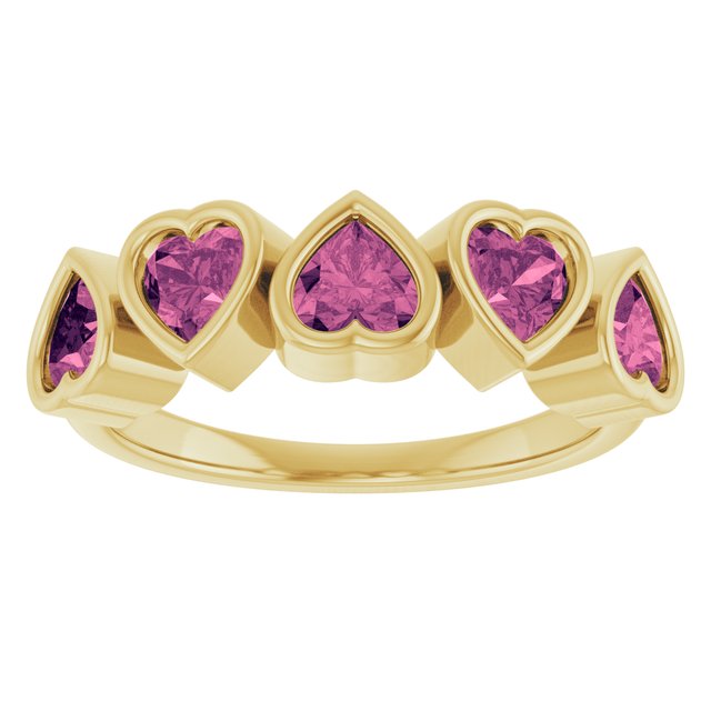 72427 / Ring / Set / 14K Yellow / Natural Pink Tourmaline / Heart / 4 X 4 Mm / Polished / Natural Pink Tourmaline Bezel Set Ring