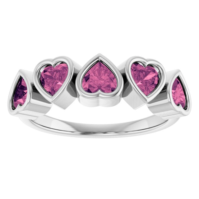 72427 / Ring / Set / 14K White / Natural Pink Tourmaline / Heart / 4 X 4 Mm / Polished / Natural Pink Tourmaline Bezel Set Ring