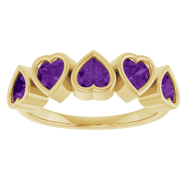 Five-Stone Heart Gemstone Ring — 14K Yellow Gold