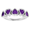 72427 / Ring / Set / 14K White / Natural Amethyst / Heart / 4 X 4 Mm / Polished / Natural Amethyst Bezel Set Ring