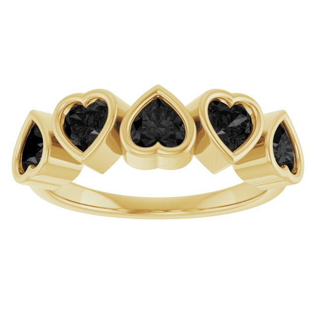72427 / Ring / Set / 14K Yellow / Natural Black Onyx / Heart / 4 X 4 Mm / Polished / Natural Black Onyx Bezel Set Ring