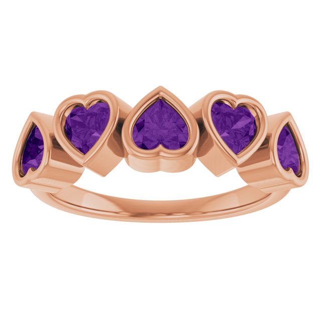 Five-Stone Heart Gemstone Ring — 14K Rose Gold