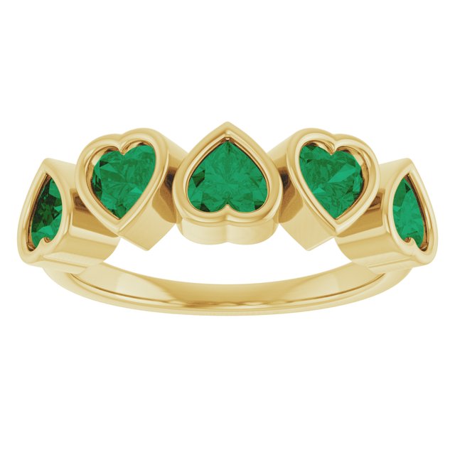 72427 / Ring / Set / 14K Yellow / Lab-Grown Emerald / Heart / 4 X 4 Mm / Polished / Lab-Grown Emerald Bezel Set Ring