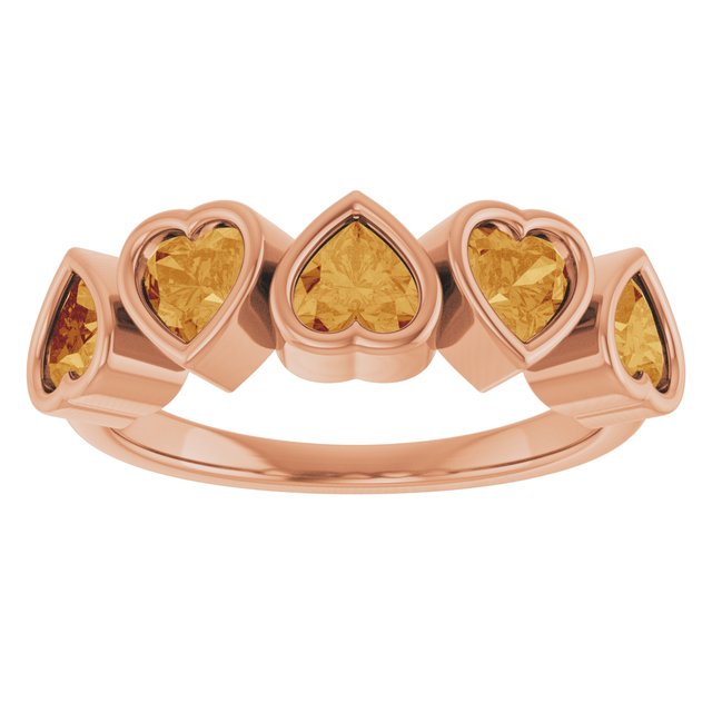 Five-Stone Heart Gemstone Ring — 14K Rose Gold