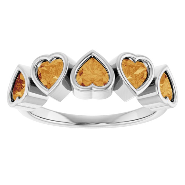 Five-Stone Heart Gemstone Ring — Platinum