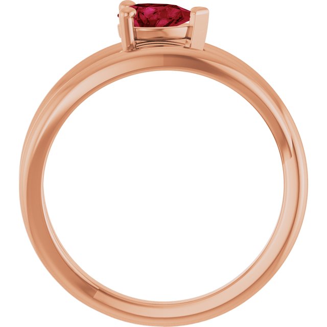 Lab-Grown Ruby Pear Negative Space Solitaire Ring in 14K Rose Gold