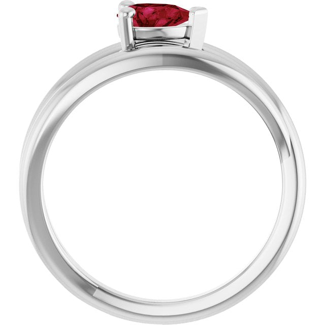 Lab-Grown Ruby Pear Negative Space Solitaire Ring in Platinum