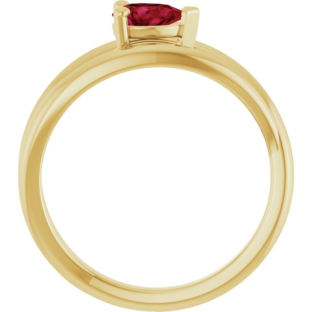 Lab-Grown Ruby Pear Negative Space Solitaire Ring in 14K Yellow Gold