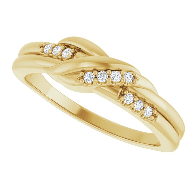 126835 / Ring / Set / 14K Yellow / Natural Diamond / Round / 1.2 Mm / Polished / .07 Ctw Natural Diamond Knot Ring