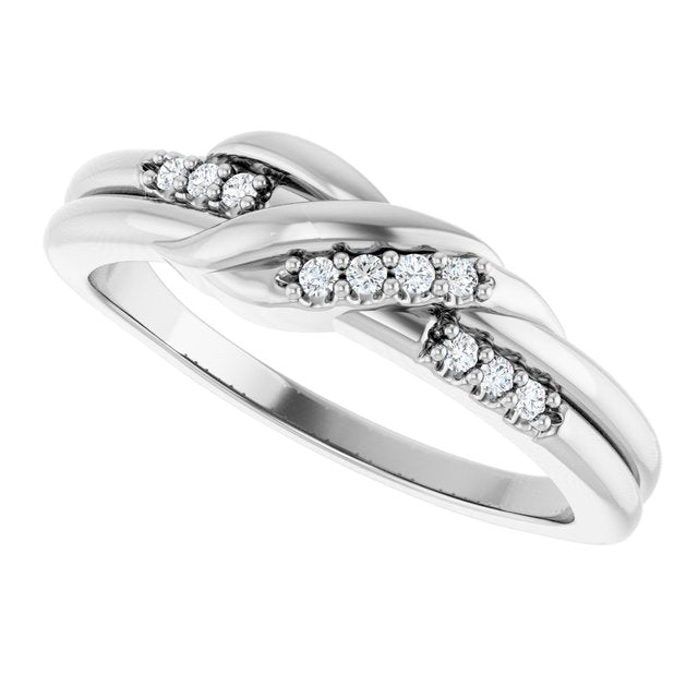 126835 / Ring / Set / 14K White / Natural Diamond / Round / 1.2 Mm / Polished / .07 Ctw Natural Diamond Knot Ring