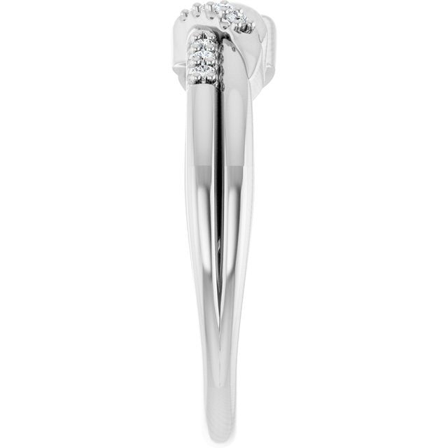 126835 / Ring / Set / 14K White / Natural Diamond / Round / 1.2 Mm / Polished / .07 Ctw Natural Diamond Knot Ring