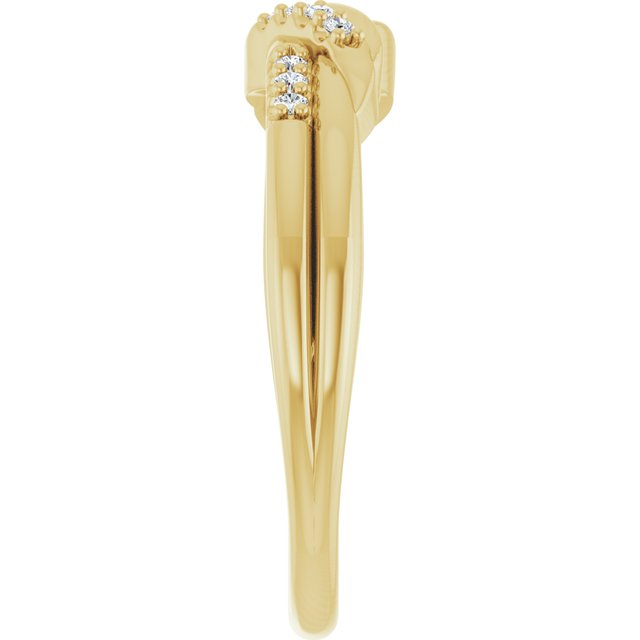126835 / Ring / Set / 14K Yellow / Natural Diamond / Round / 1.2 Mm / Polished / .07 Ctw Natural Diamond Knot Ring