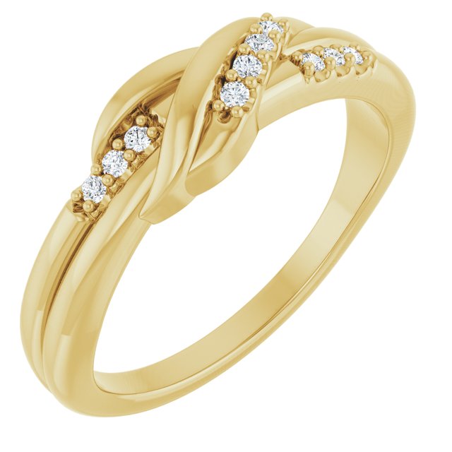 126835 / Ring / Set / 14K Yellow / Natural Diamond / Round / 1.2 Mm / Polished / .07 Ctw Natural Diamond Knot Ring
