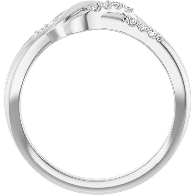 126835 / Ring / Set / 14K White / Natural Diamond / Round / 1.2 Mm / Polished / .07 Ctw Natural Diamond Knot Ring