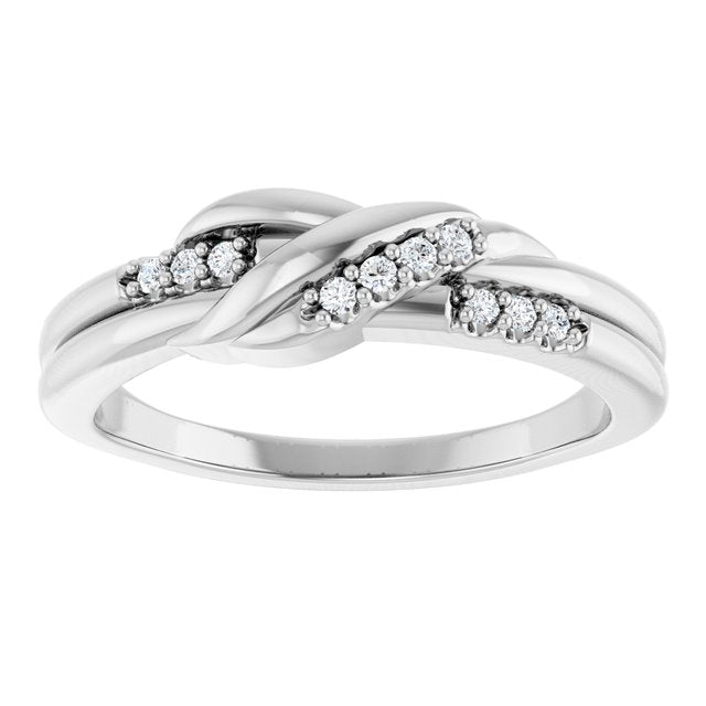 126835 / Ring / Set / 14K White / Natural Diamond / Round / 1.2 Mm / Polished / .07 Ctw Natural Diamond Knot Ring