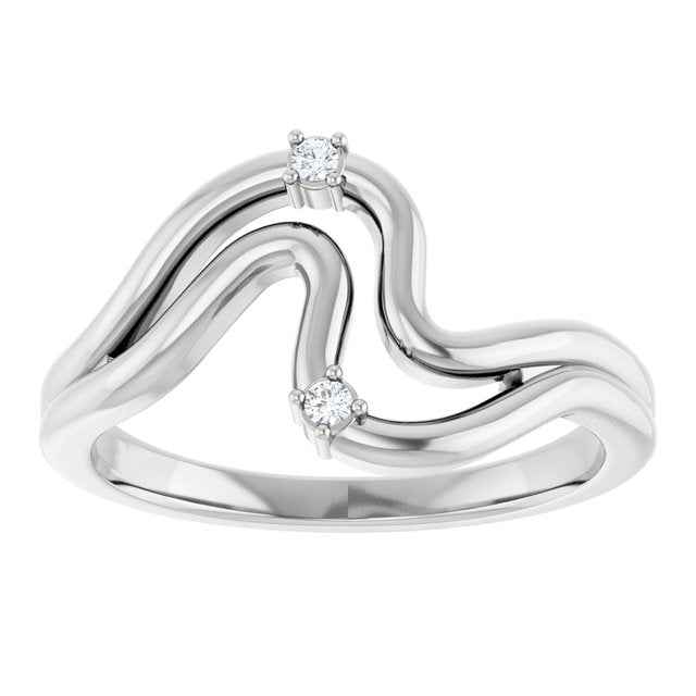 126864 / Ring / Set / 14K White / Natural Diamond / Round / 1.5 Mm / Polished / .03 Ctw Natural Diamond Freeform Ring