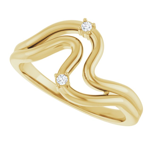 126864 / Ring / Set / 14K Yellow / Natural Diamond / Round / 1.5 Mm / Polished / .03 Ctw Natural Diamond Freeform Ring