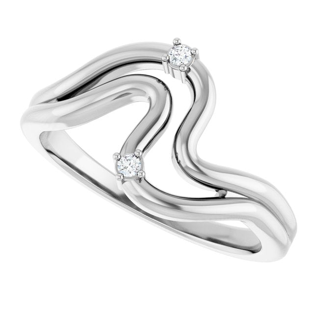 126864 / Ring / Set / 14K White / Natural Diamond / Round / 1.5 Mm / Polished / .03 Ctw Natural Diamond Freeform Ring