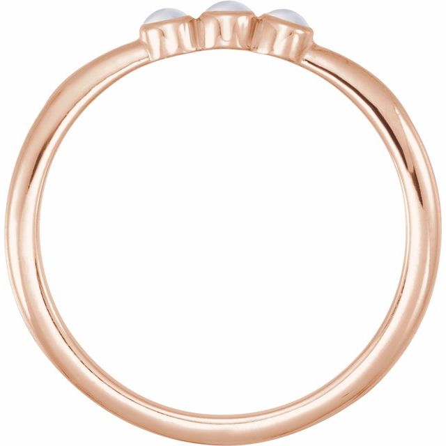Three-Stone Bezel Set Rose-Cut Stackable Gemstone Ring — 14K Rose Gold
