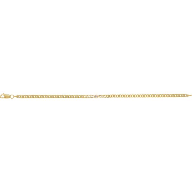 Bezel-Set Solitaire Curb Link Diamond Bracelet — 14K Yellow Gold