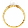 689194 / Ring / Set / 14K Yellow / Cultured White Freshwater Pearl / Pearl / 6.5 Mm / Natural Diamond / Polished / Freshwater Pearl And 1/8 Ctw Natural Diamond Ring