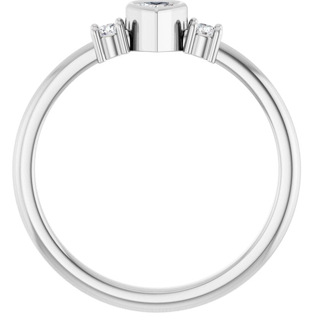 126910 / Ring / Set / 14K White / Natural Diamond / Heart / 3 X 3 Mm / Natural Diamond / Polished / 1/6 Ctw Natural Diamond Ring