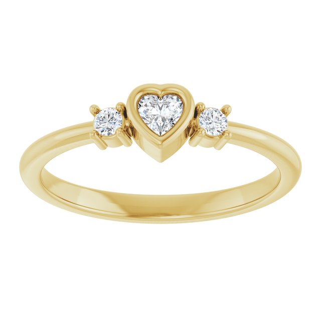 126910 / Ring / Set / 14K Yellow / Natural Diamond / Heart / 3 X 3 Mm / Natural Diamond / Polished / 1/6 Ctw Natural Diamond Ring