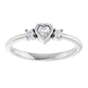 126910 / Ring / Set / 14K White / Natural Diamond / Heart / 3 X 3 Mm / Natural Diamond / Polished / 1/6 Ctw Natural Diamond Ring