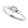 126910 / Ring / Set / 14K White / Natural Diamond / Heart / 3 X 3 Mm / Natural Diamond / Polished / 1/6 Ctw Natural Diamond Ring
