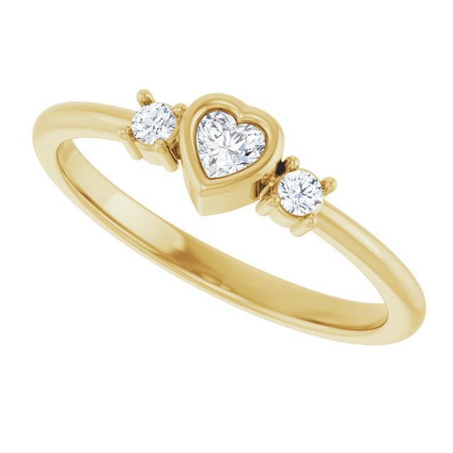 126910 / Ring / Set / 14K Yellow / Natural Diamond / Heart / 3 X 3 Mm / Natural Diamond / Polished / 1/6 Ctw Natural Diamond Ring