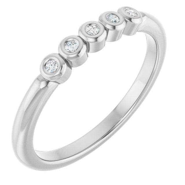 Bezel-Set Five-Stone Anniversary Band — 10K White Gold