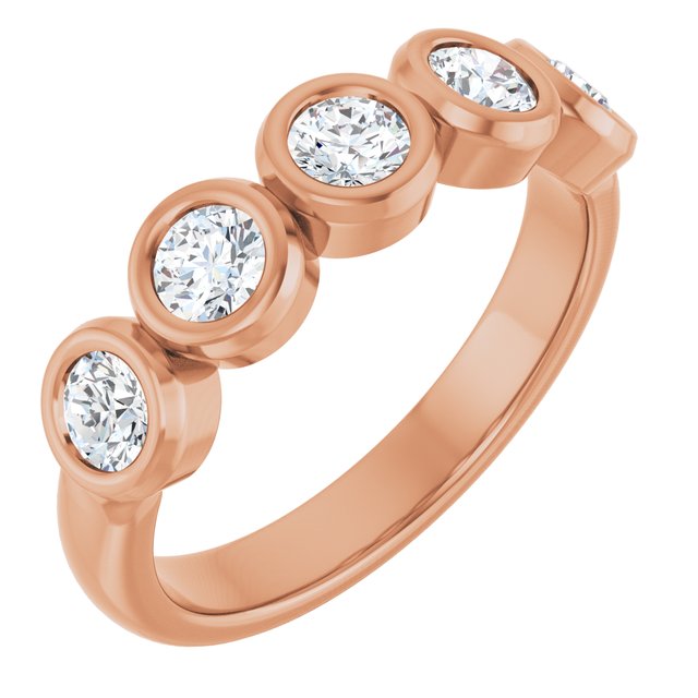 Bezel-Set Five-Stone Anniversary Band — 10K Rose Gold
