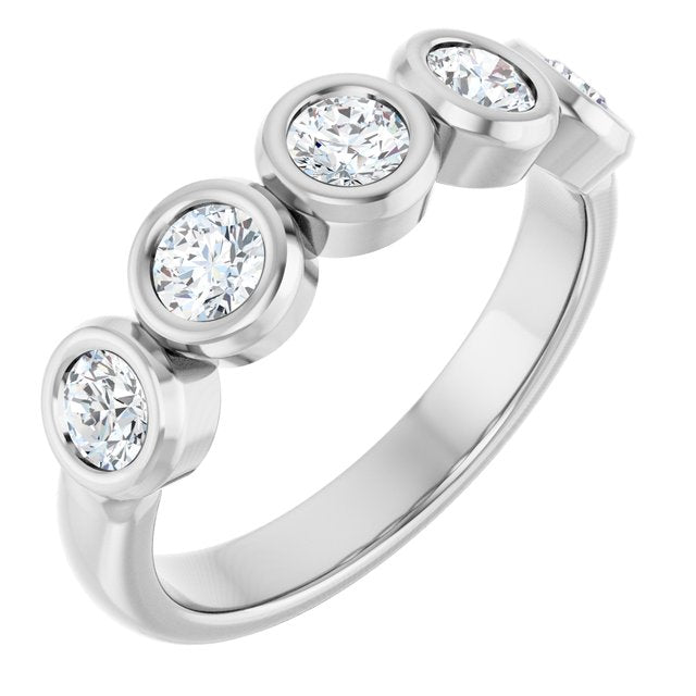 Bezel-Set Five-Stone Anniversary Band — 10K White Gold