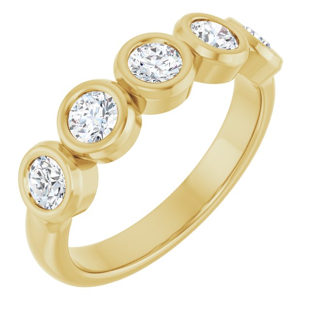 Bezel-Set Five-Stone Anniversary Band — 14K Yellow Gold