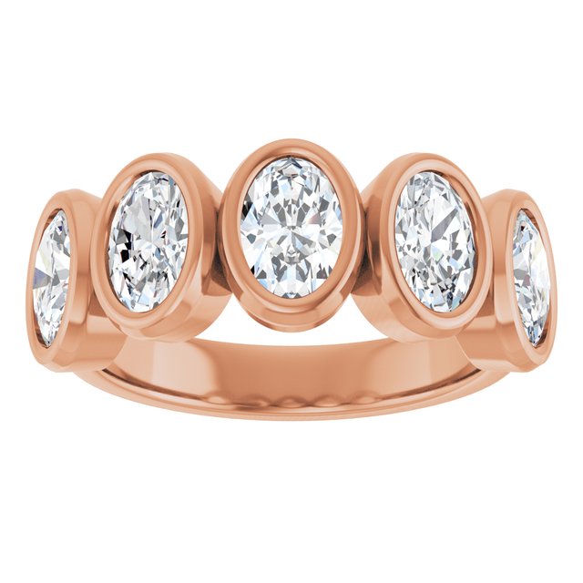Bezel-Set Five-Stone Diamond Anniversary Band — 10K Rose Gold