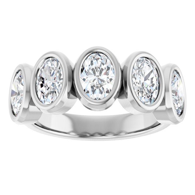 Bezel-Set Five-Stone Diamond Anniversary Band — 10K White Gold