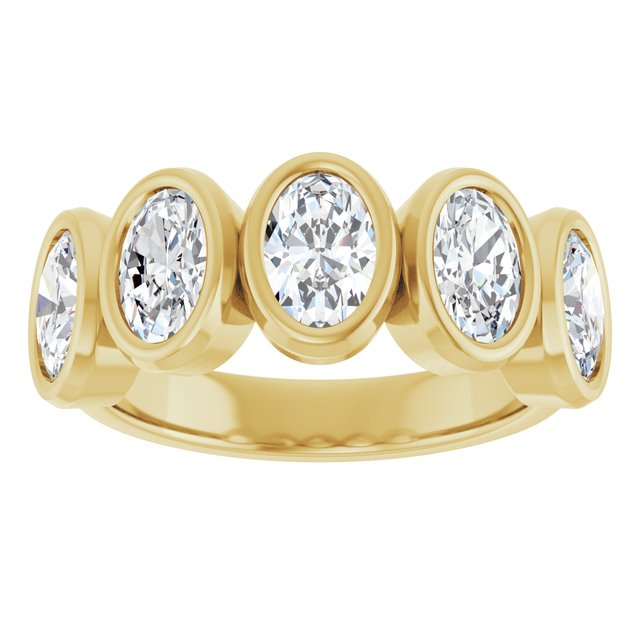 Bezel-Set Five-Stone Diamond Anniversary Band — 10K Yellow Gold