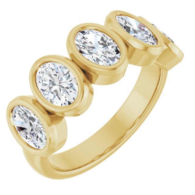 Bezel-Set Five-Stone Diamond Anniversary Band — 10K Yellow Gold
