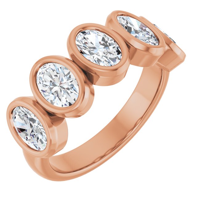 Bezel-Set Five-Stone Diamond Anniversary Band — 10K Rose Gold