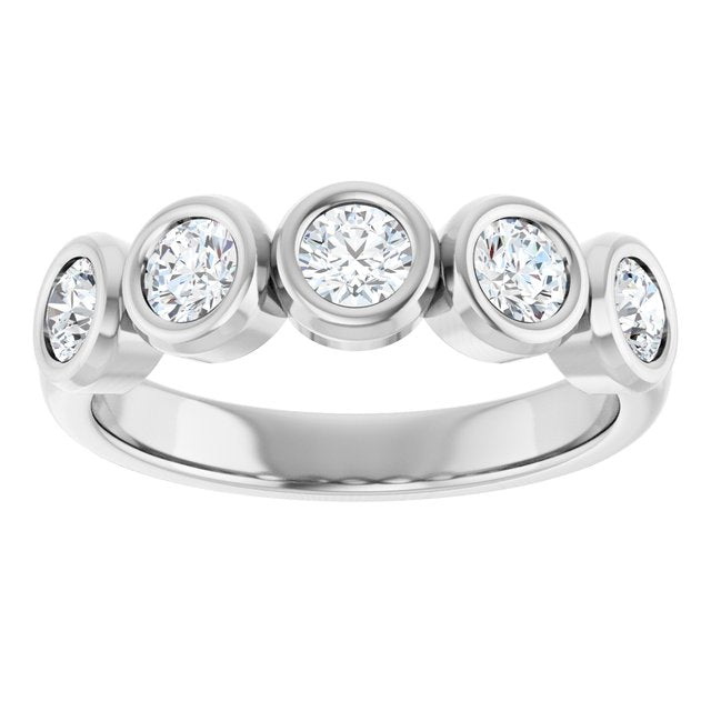 Bezel-Set Five-Stone Anniversary Band — 10K White Gold