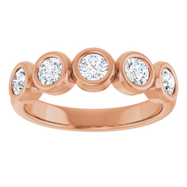 Bezel-Set Five-Stone Anniversary Band — 10K Rose Gold