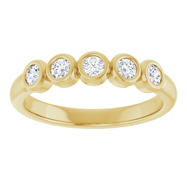 Bezel-Set Five-Stone Anniversary Band — 14K Yellow Gold