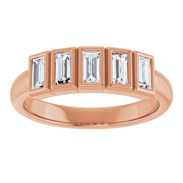Bezel-Set Five-Stone Anniversary Band — 10K Rose Gold