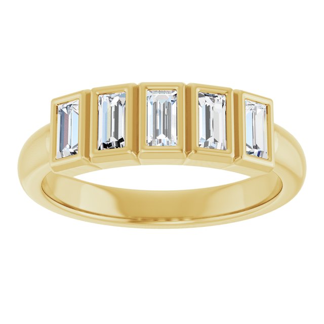 Bezel-Set Five-Stone Anniversary Band — 10K Yellow Gold