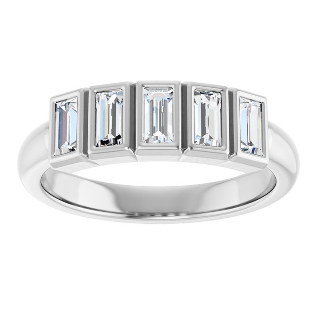 Bezel-Set Five-Stone Anniversary Band — 10K White Gold