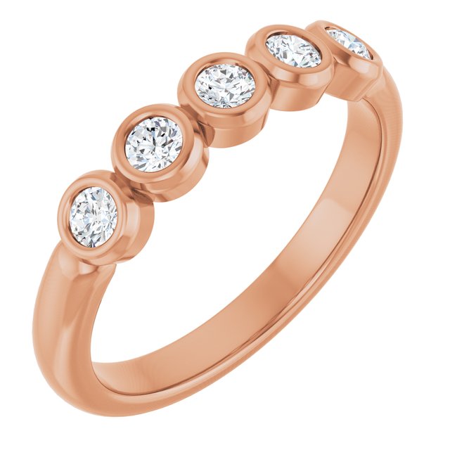 Bezel-Set Five-Stone Anniversary Band — 14K Rose Gold