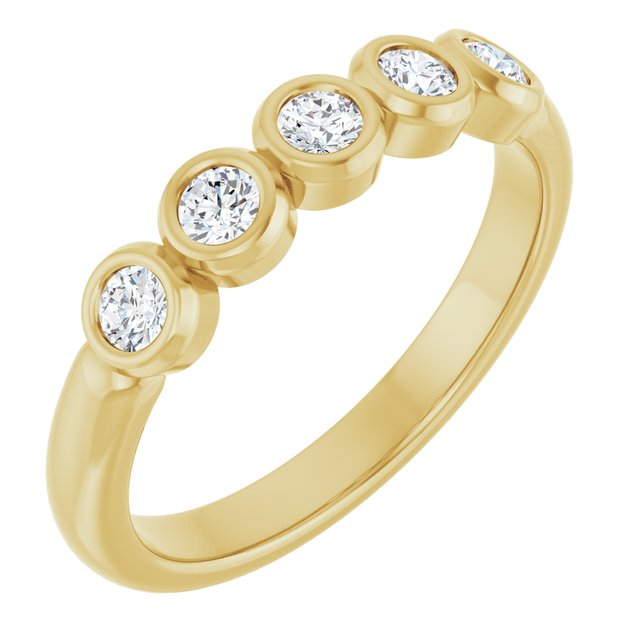 Bezel-Set Five-Stone Anniversary Band — 14K Yellow Gold