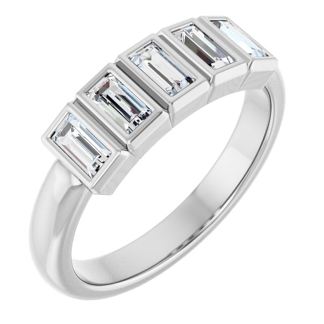 Bezel-Set Five-Stone Anniversary Band — 10K White Gold