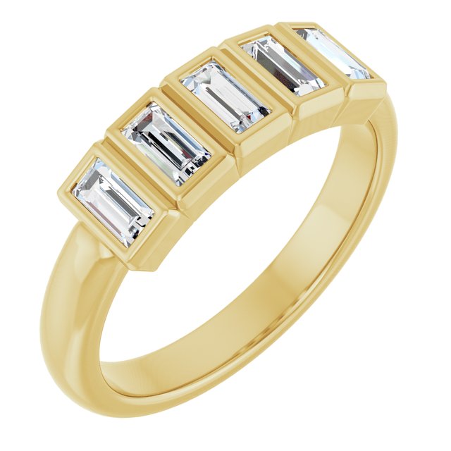 Bezel-Set Five-Stone Anniversary Band — 10K Yellow Gold